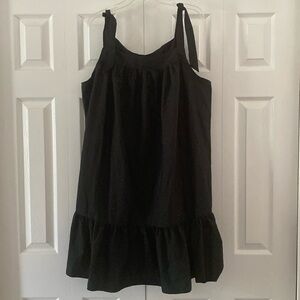 Black Tie Shoulder Flounce Dress